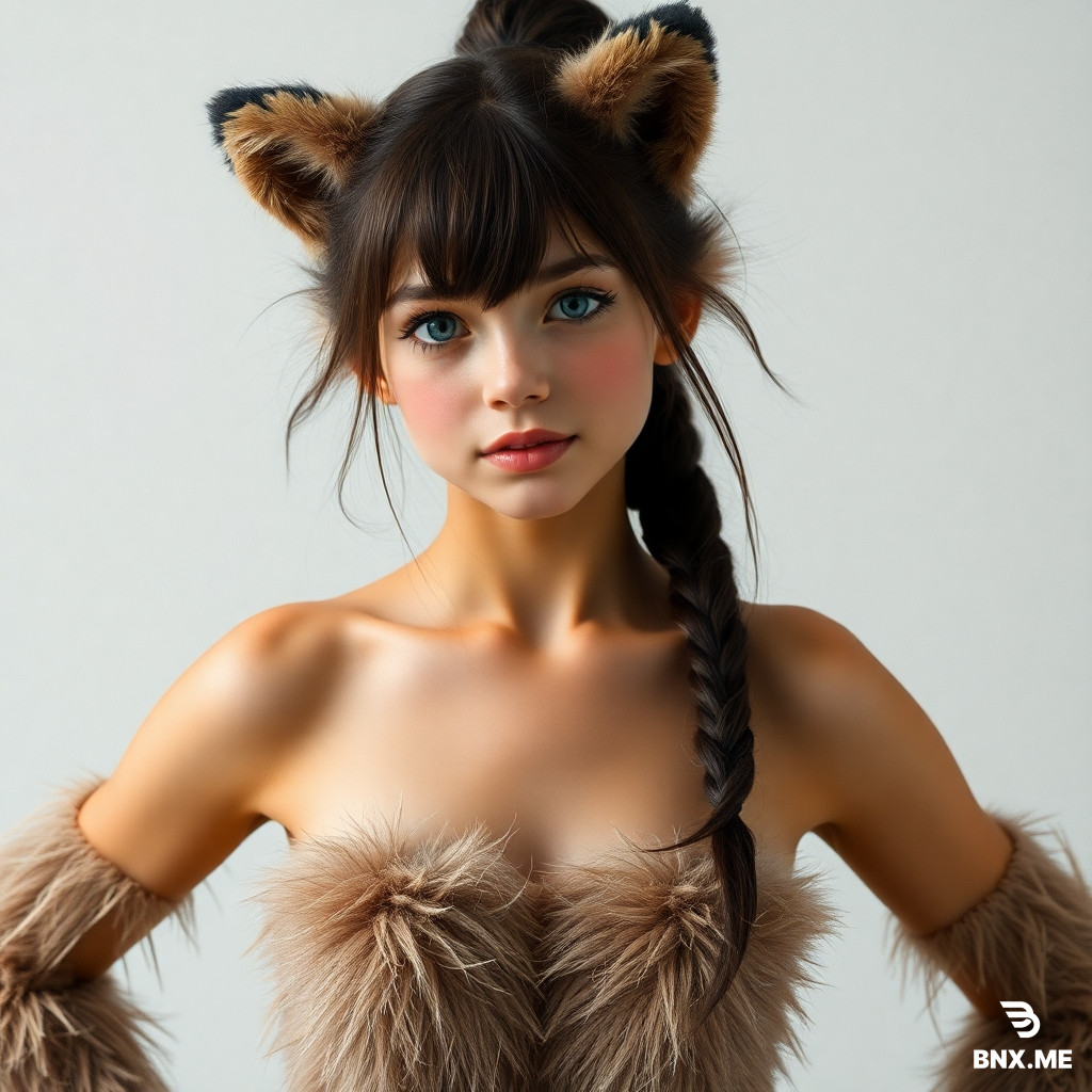 a furry girl without a shirt