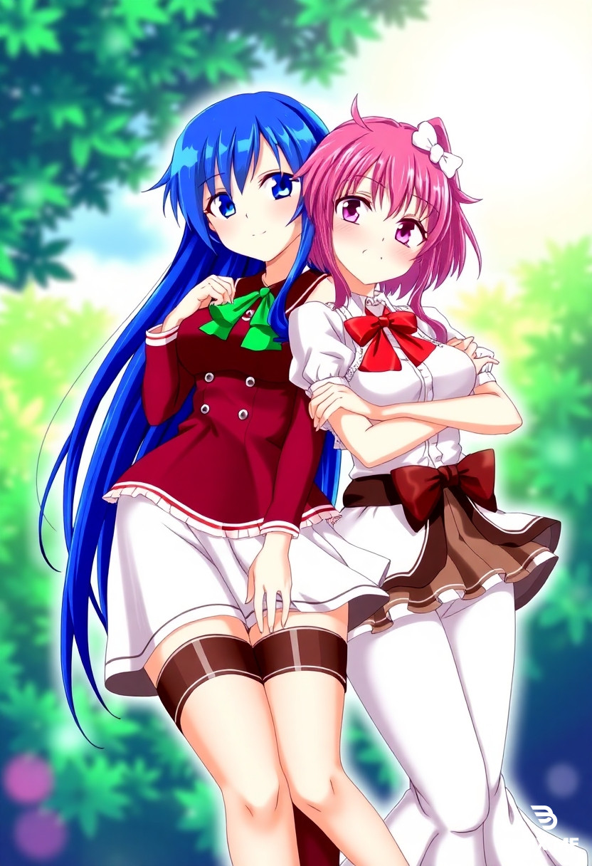 2 girls, Xenovia Quarta from Highschool DxD, Akeno Himejima from Highschool DxD