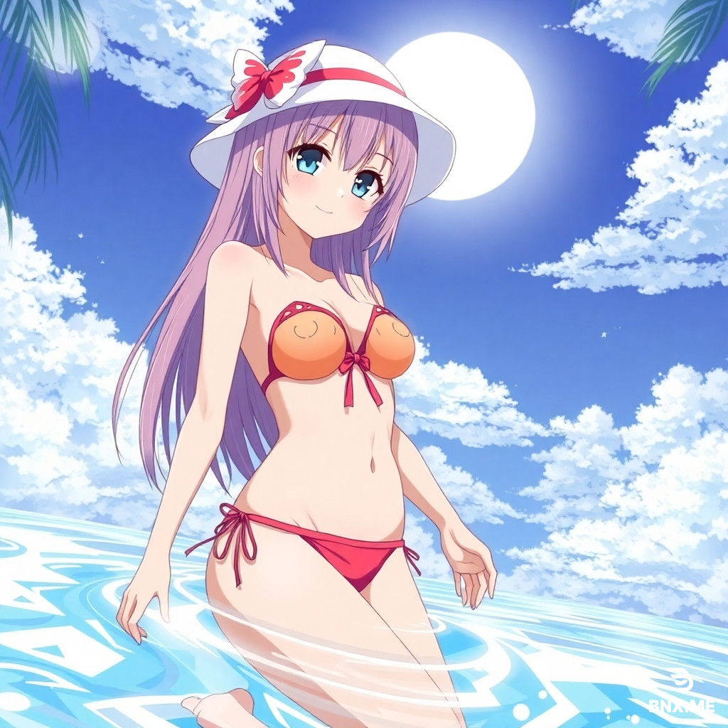 Anime girl on bikini