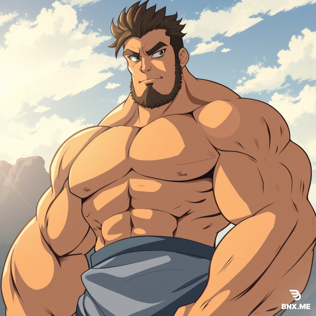 A big, muscular man with a dick