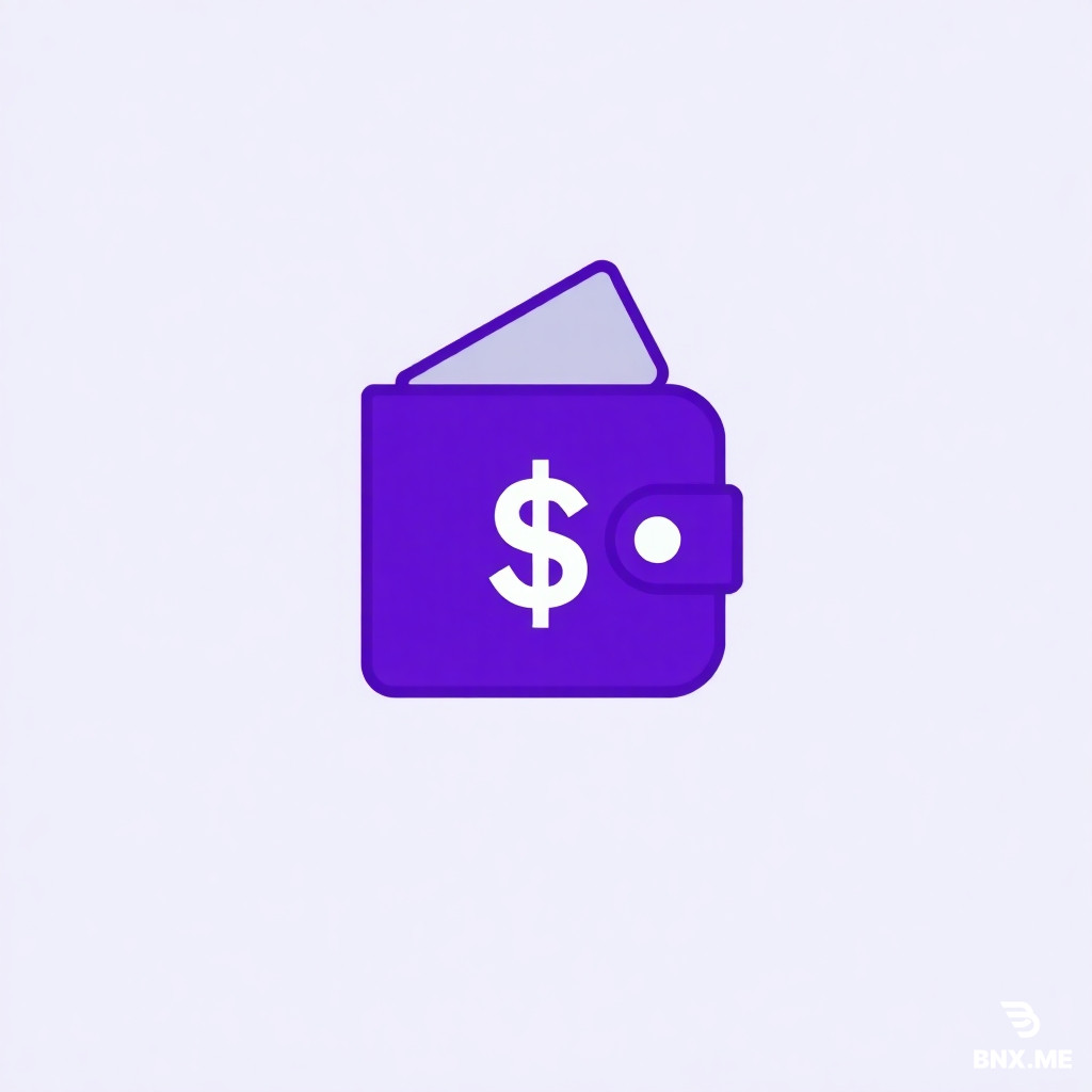 A simple flat logo for a finance app. A wallet with a dollar sign inside. Colors: purple (#A86CFE) and blue (#3B82F6). Transparent background. Minimalist. No text. No background box.