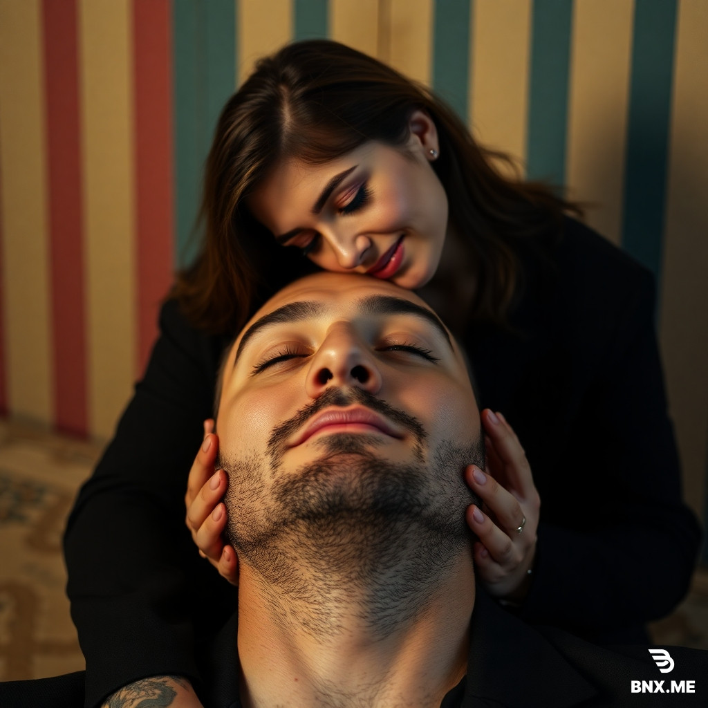 Beautiful woman sits on man's face and he do Cunnilingus