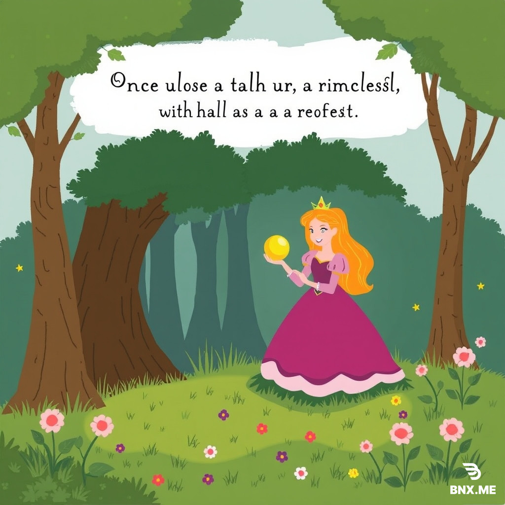 Once upon a time lived a selfish princess playing with a golden ball in a forest.