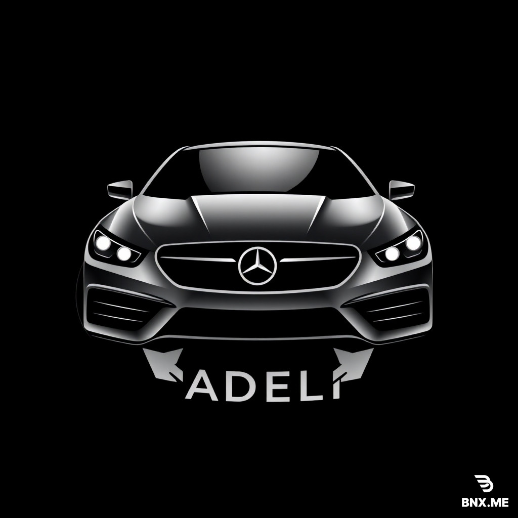 Create a professional and highly recognizable logo for a car dealership named "ADELI".  The logo must clearly show that the business is related to buying and selling cars.  Include a clean and modern outline of a car (front view or side view), integrated smoothly with the brand name "ADELI".  Add design elements that symbolize car trading, such as two arrows forming a circle around the car, representing buying and selling.  Style: bold, modern, automotive, trustworthy, premium dealership identity.  Use sharp lines and a dynamic sense of motion.  Typography: strong and clear, placed under or beside the car icon.  Color theme: black and metallic silver (or black and matte gold). Vector-style, high clarity, no background.  Ultra detailed, high-end car showroom branding.