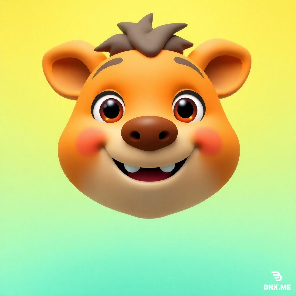 Smily face 3d model animal cartoon profile picture for a YouTube channel, family friendly. Colorful background