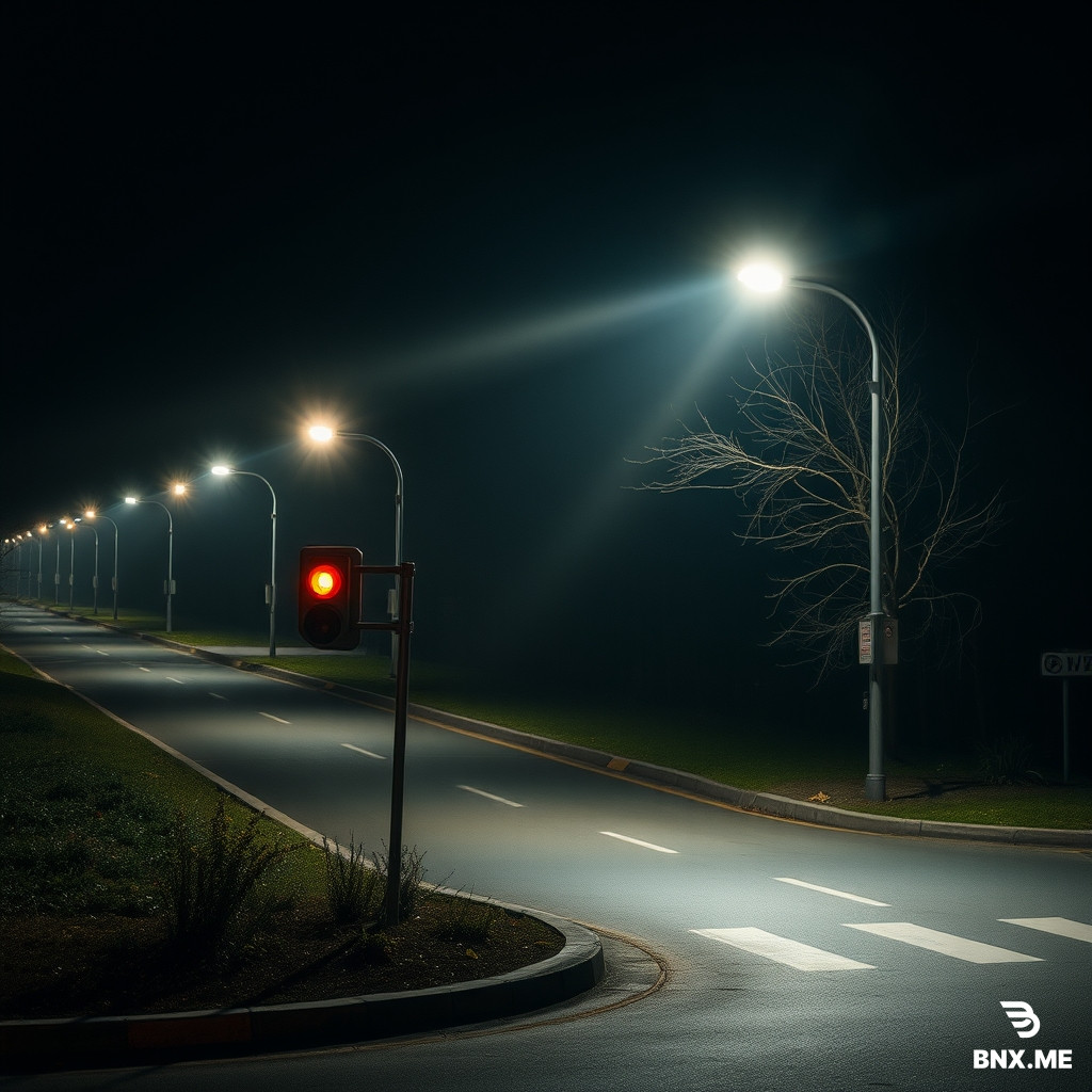 A street lighting at night and turn on