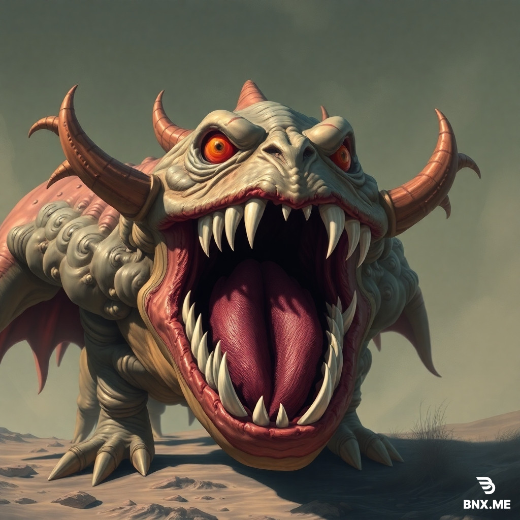 Monster with huge teeth sharp teeth