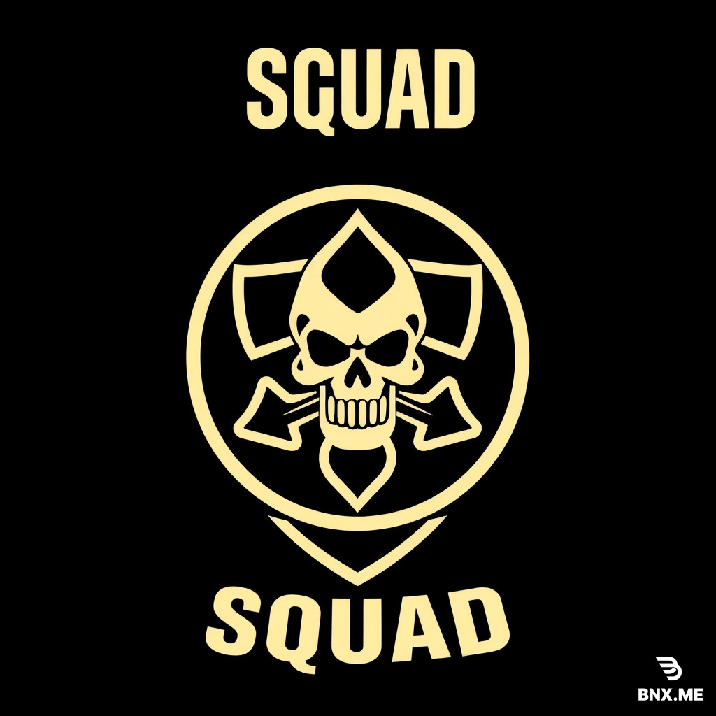 лай  авотарку для дск сервера Кф Squad сделай в черно белых цветах, Аниме стиль и чтоб был текст Кф Squad