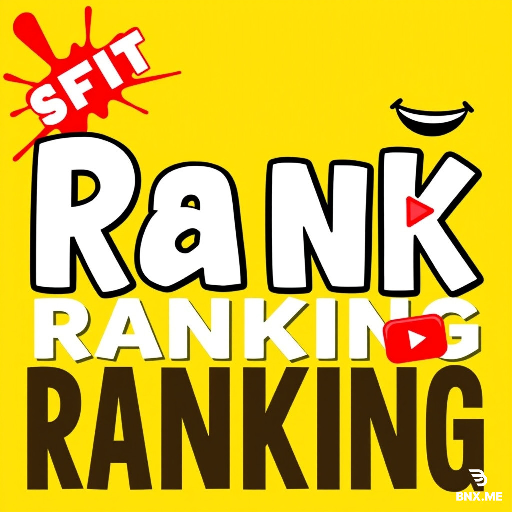Create a professional YouTube channel logo for a comedy and entertainment channel named "FIT FAT". SIZE: 800 x 800 pixels (square, 1:1 ratio) BACKGROUND: Bright vibrant yellow (#FFD700) with subtle red (#FF0000) diagonal splash in the corner. MAIN TEXT: "RANK RANKING" in huge bold uppercase letters. - "Rank" in solid black (#000000) - "Ranking" in solid white (#FFFFFF) with thick black outline - Font style: Bungee, Luckiest Guy, or Impact (cartoon, bold, funny) EMOJI / ICON: A big laughing emoji 😂 placed on the right side of the text, slightly tilted. EXTRA DETAILS: - Add a small red play button ▶️ inside the letter "A" of Rank - Add thin white glow around the text for pop - Slight 3D shadow effect under the letters - Overall look: fun, comedy, viral, eye-catching STYLE: Modern cartoon, YouTube thumbnail style, high contrast, clean, no clutter, no extra text, no watermark. OUTPUT: Square 800x800, sharp, PNG-ready, centered, nothing cut.