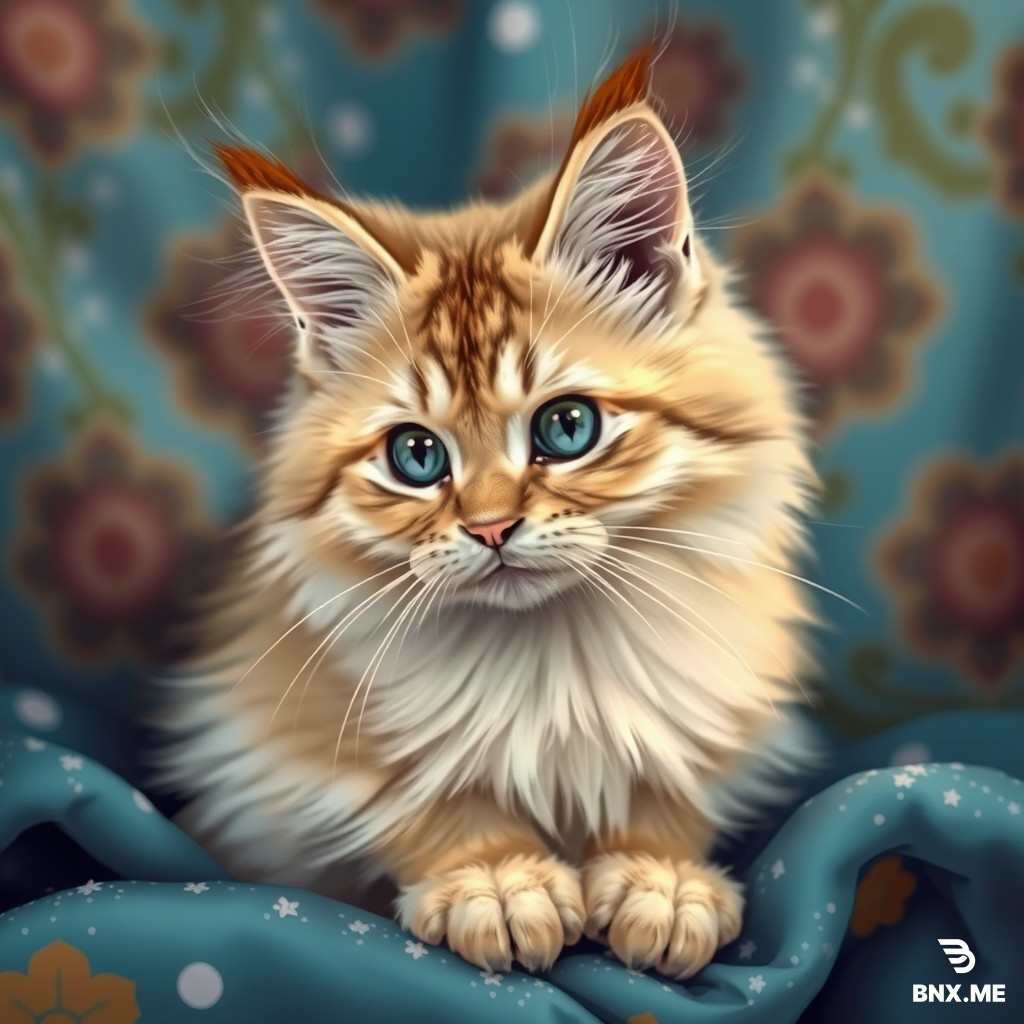 Нарисуй фурсону. Белый фурри кот, большие уши, кемоно стиль
