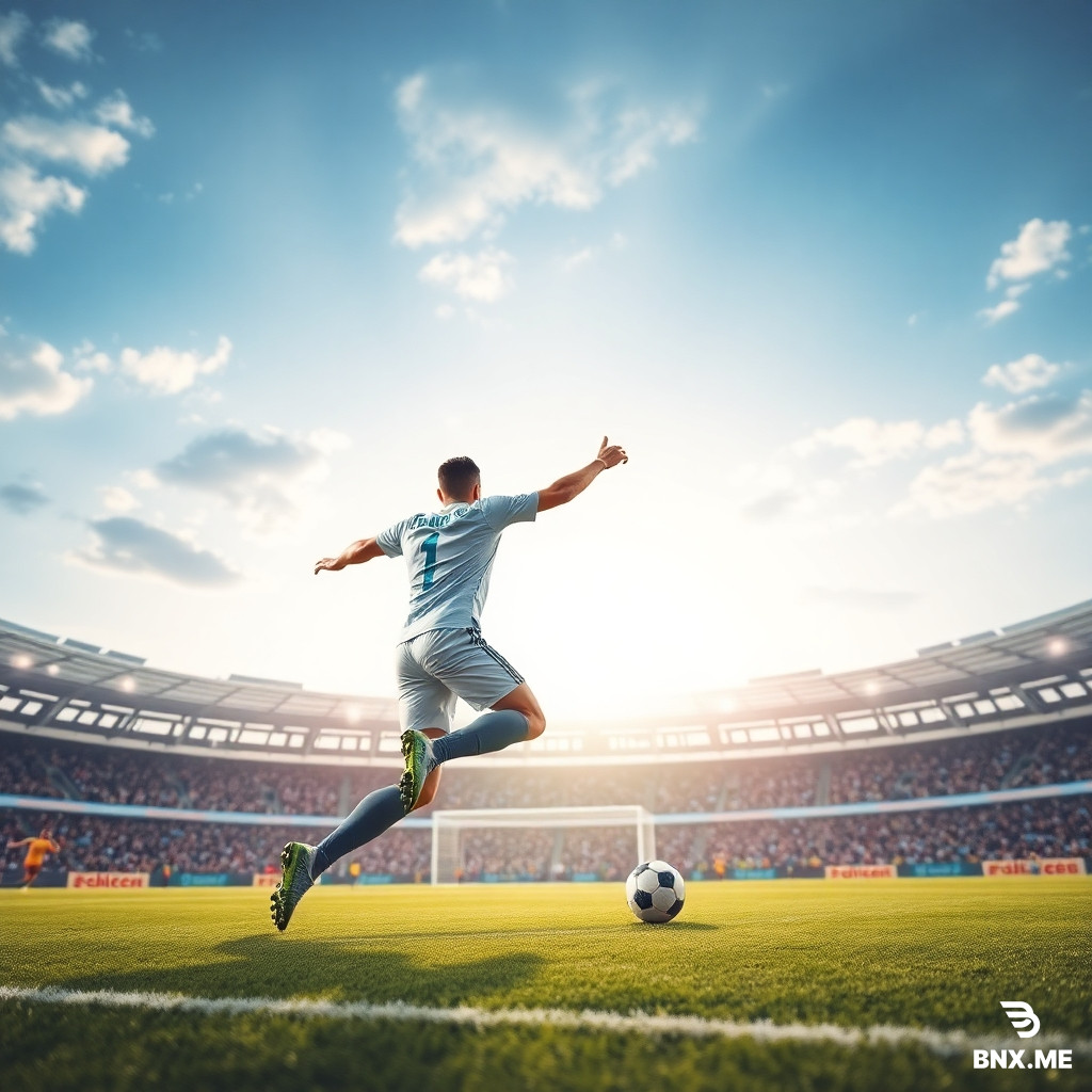 A hyper realistic photo of a soccer player scoring a penalty in a final of a tournament.