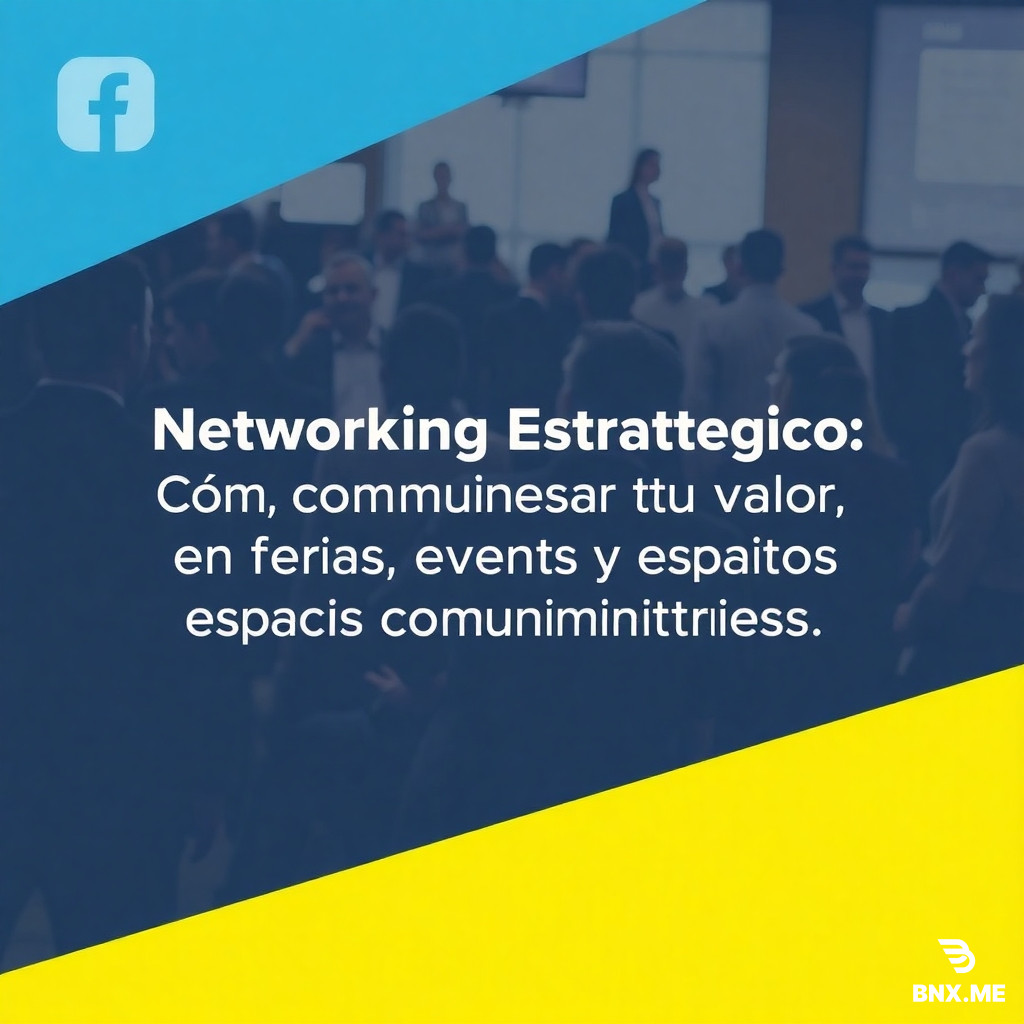 Crea una imagen para promocionar un curso en Facebook con el siguiente texto: Curso: “Networking Estratégico: Cómo comunicar tu valor en ferias, eventos y espacios comunitarios”