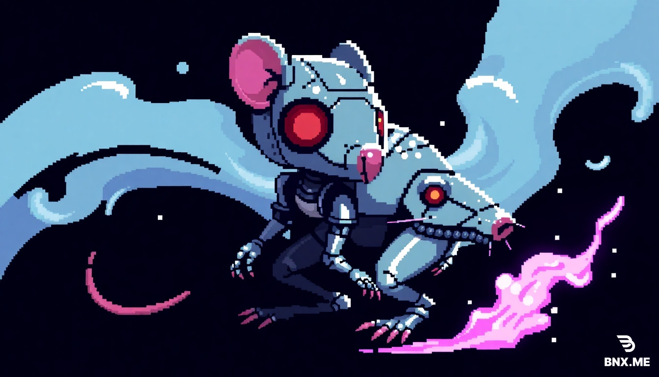 pixel art. rat robot