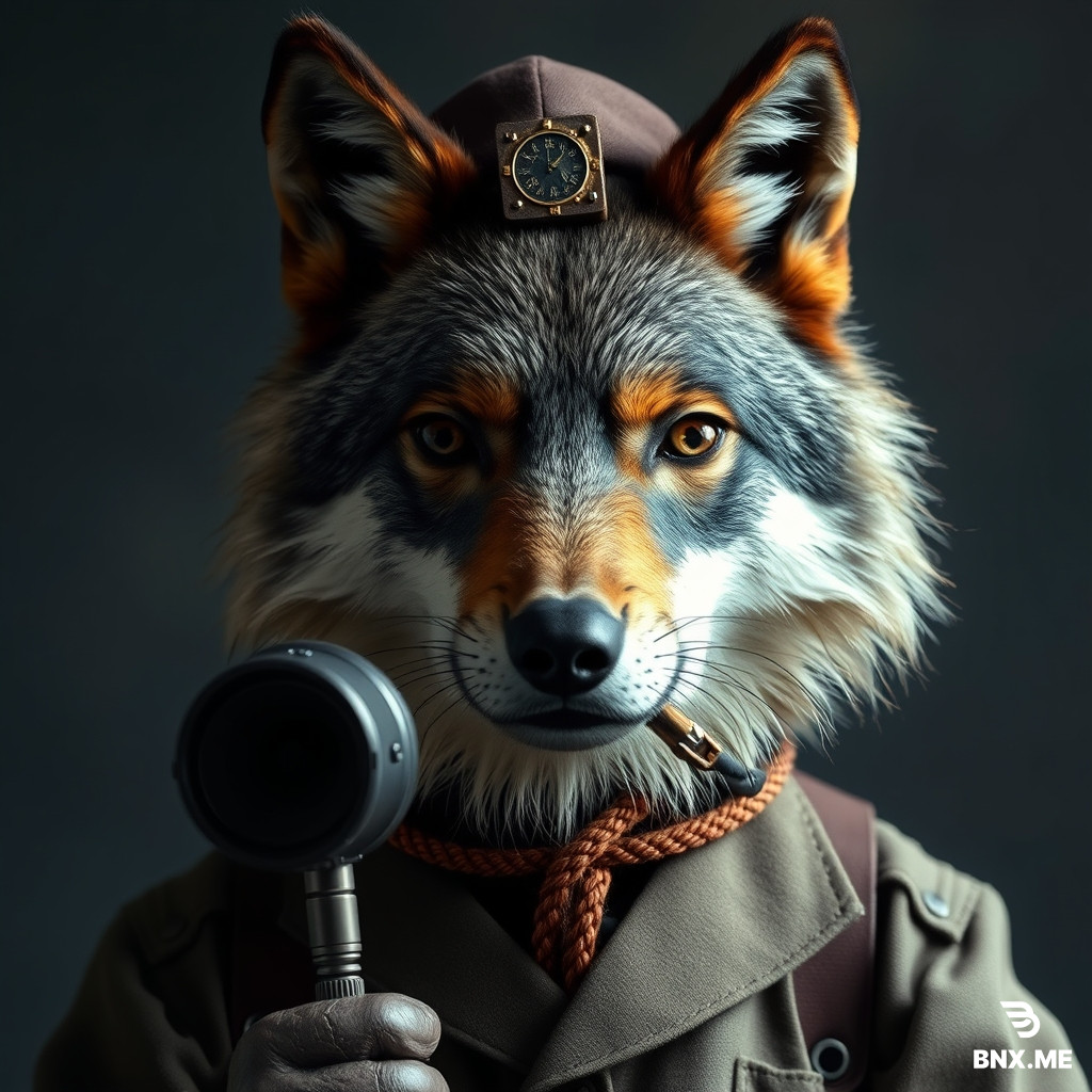 a wolf-like wolf dressed up as a telegraph operator