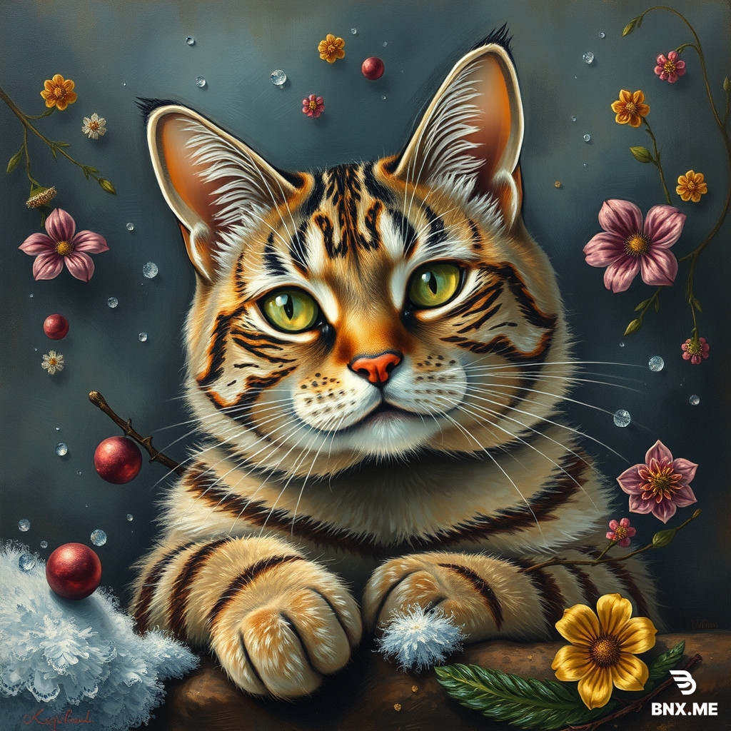 портрет кота, масляная живопись