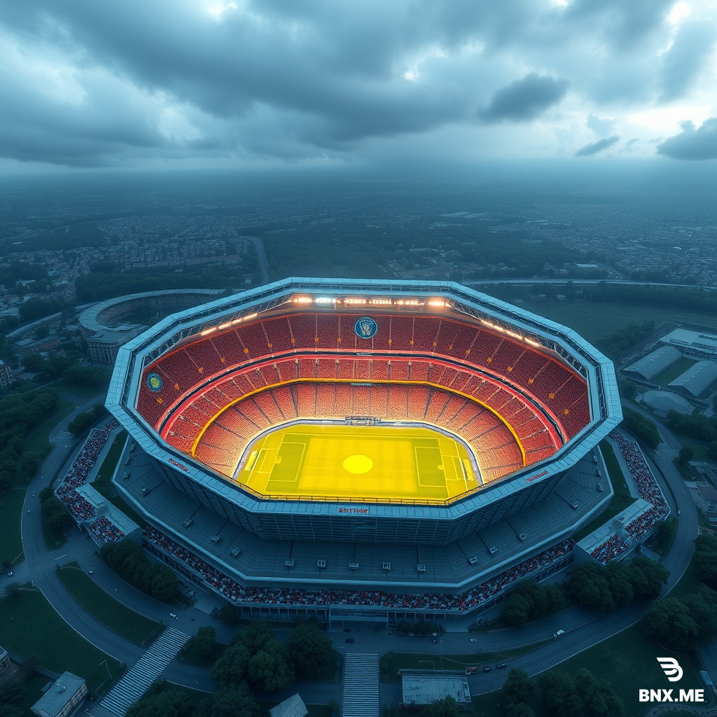 generate me a stadium with the shape of a hexagon like a bee hive show the view on top