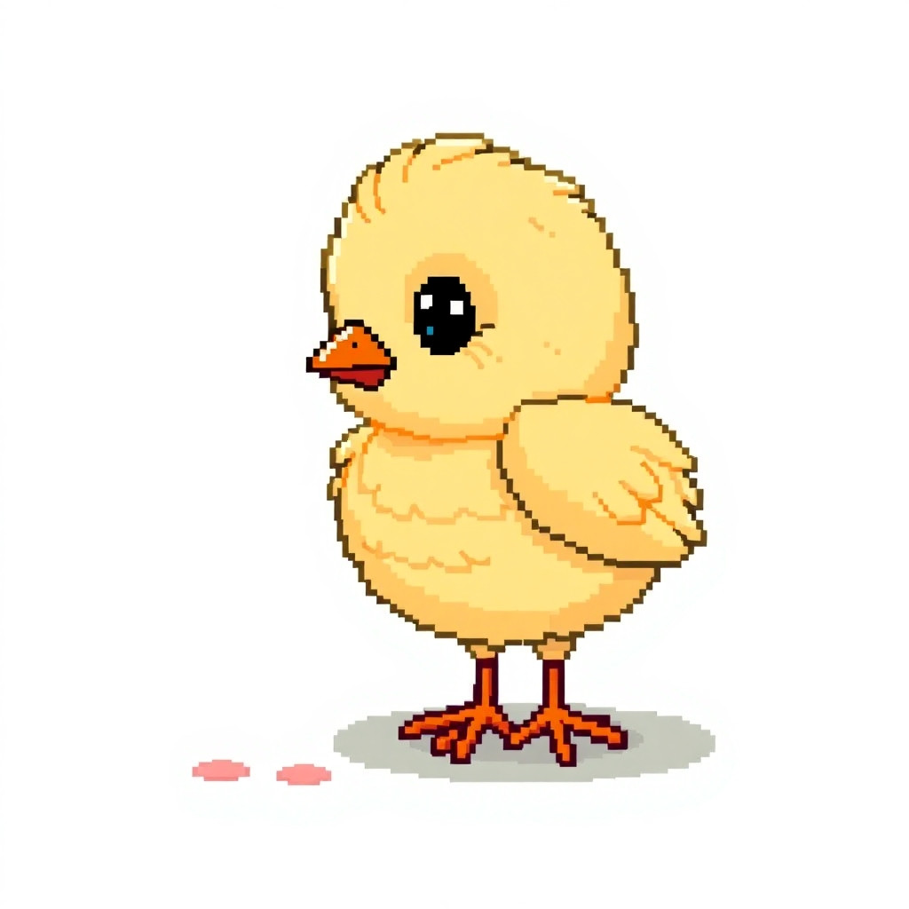 16-bit baby chick, flat 2d sprite, sidescroller, realistic
