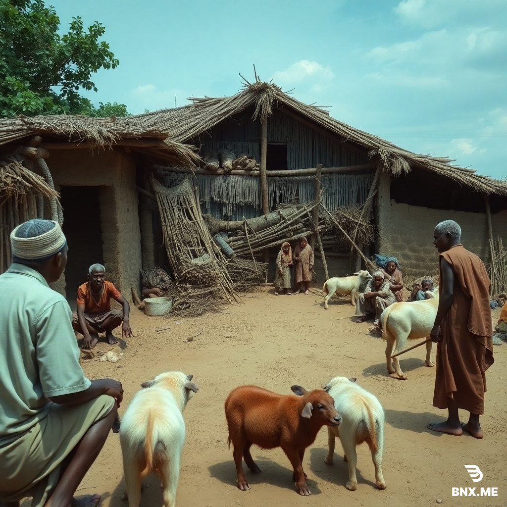 A short clip of a small village where people are being treated like animals and slavery