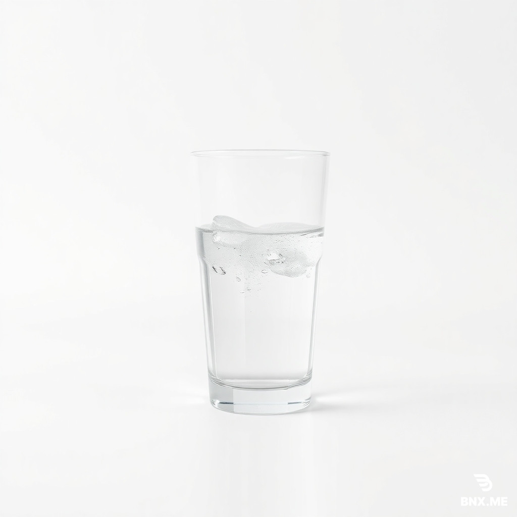 a glass of water quenches thirst, on a pristine white background
