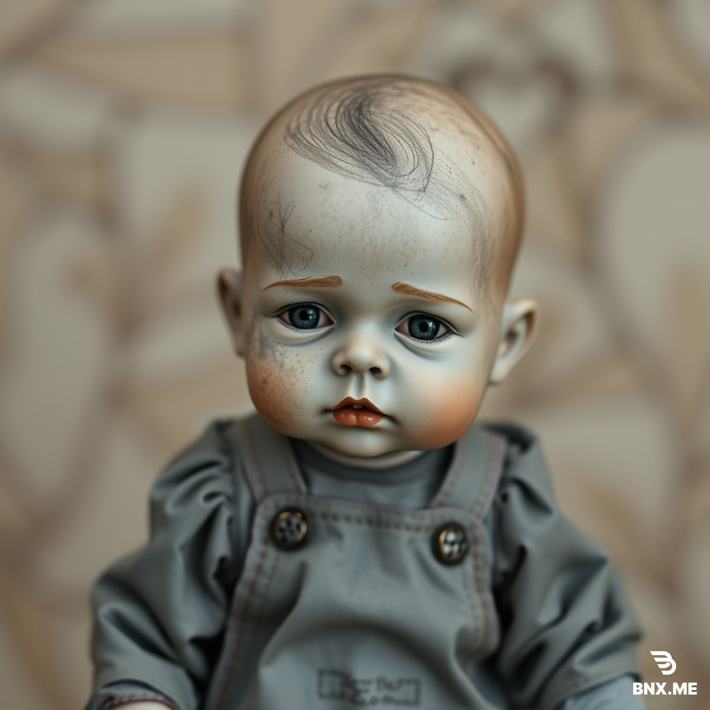 Baby doll sprayed in ash