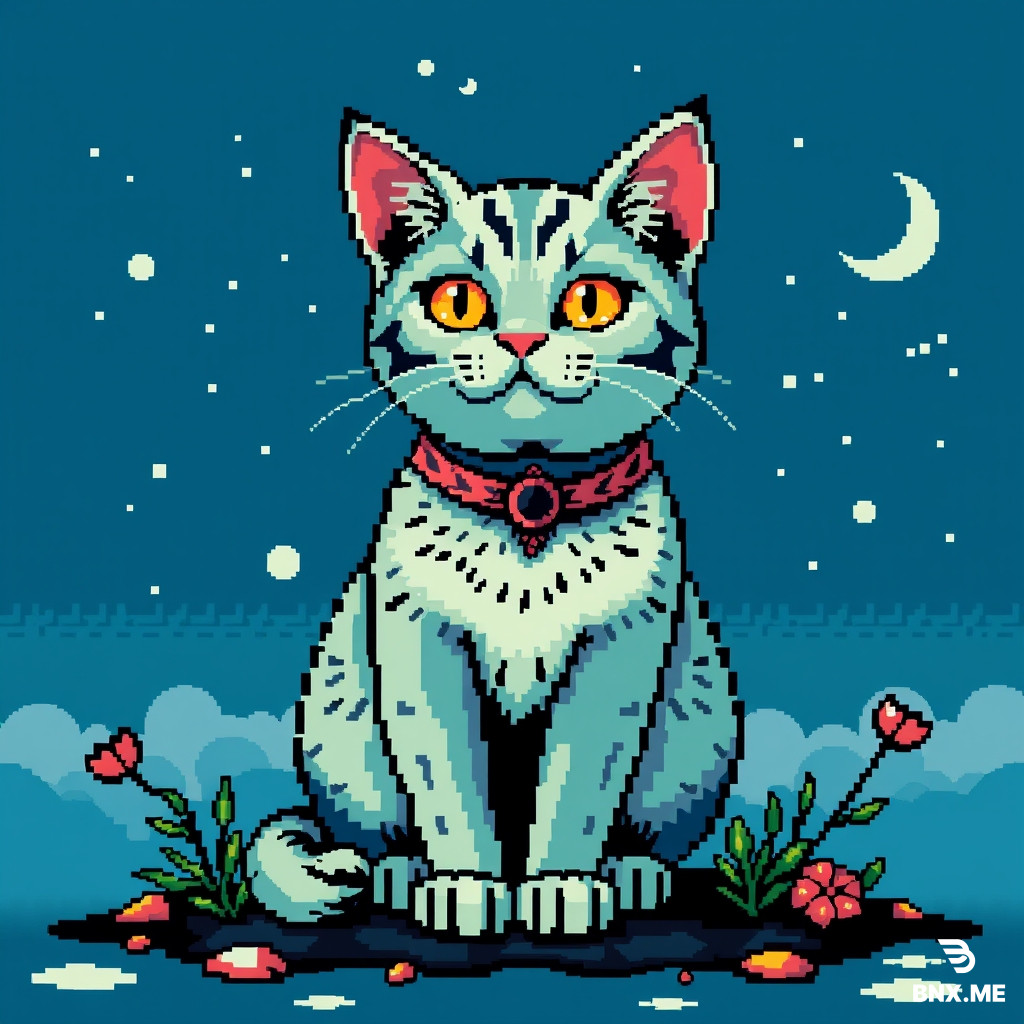 портрет кота, пиксель арт 8-bit
