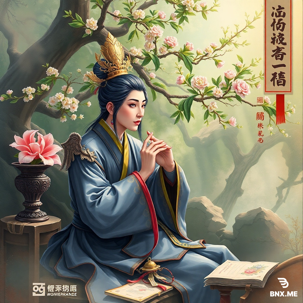 一个白色头发的兽耳娘，依靠在栏杆上，目光看向远处，背后是无数的霓虹灯火