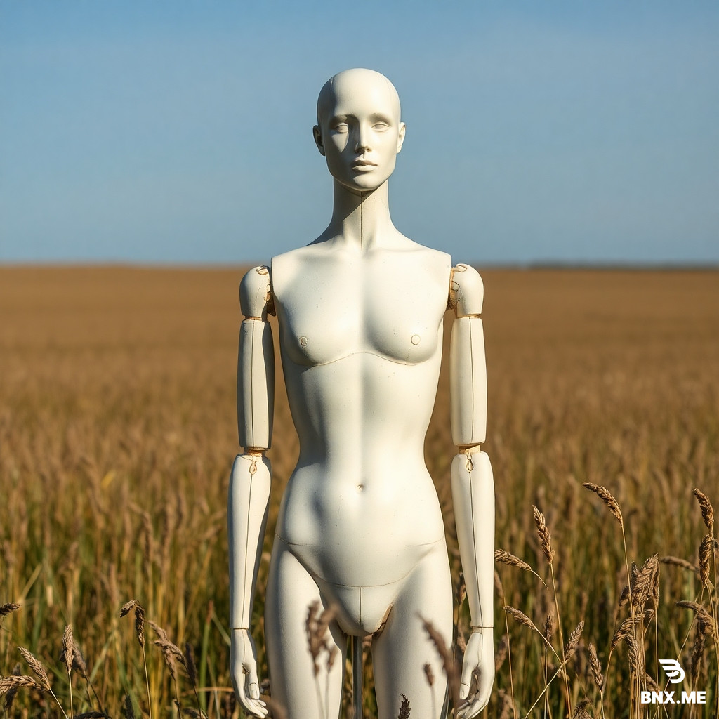 mannequin without face in field