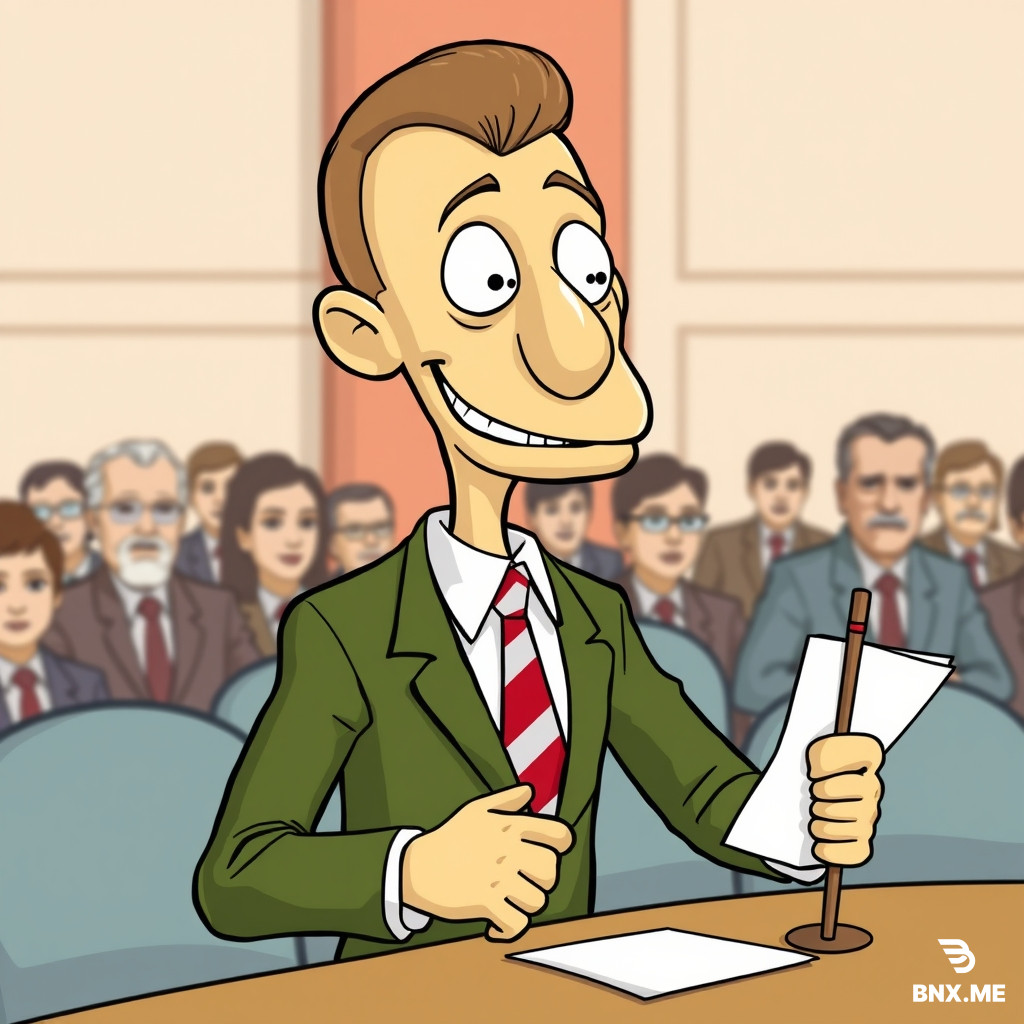 Make a image of baldi at a political meeting Voting to raise taxes and make him cartoon baldi