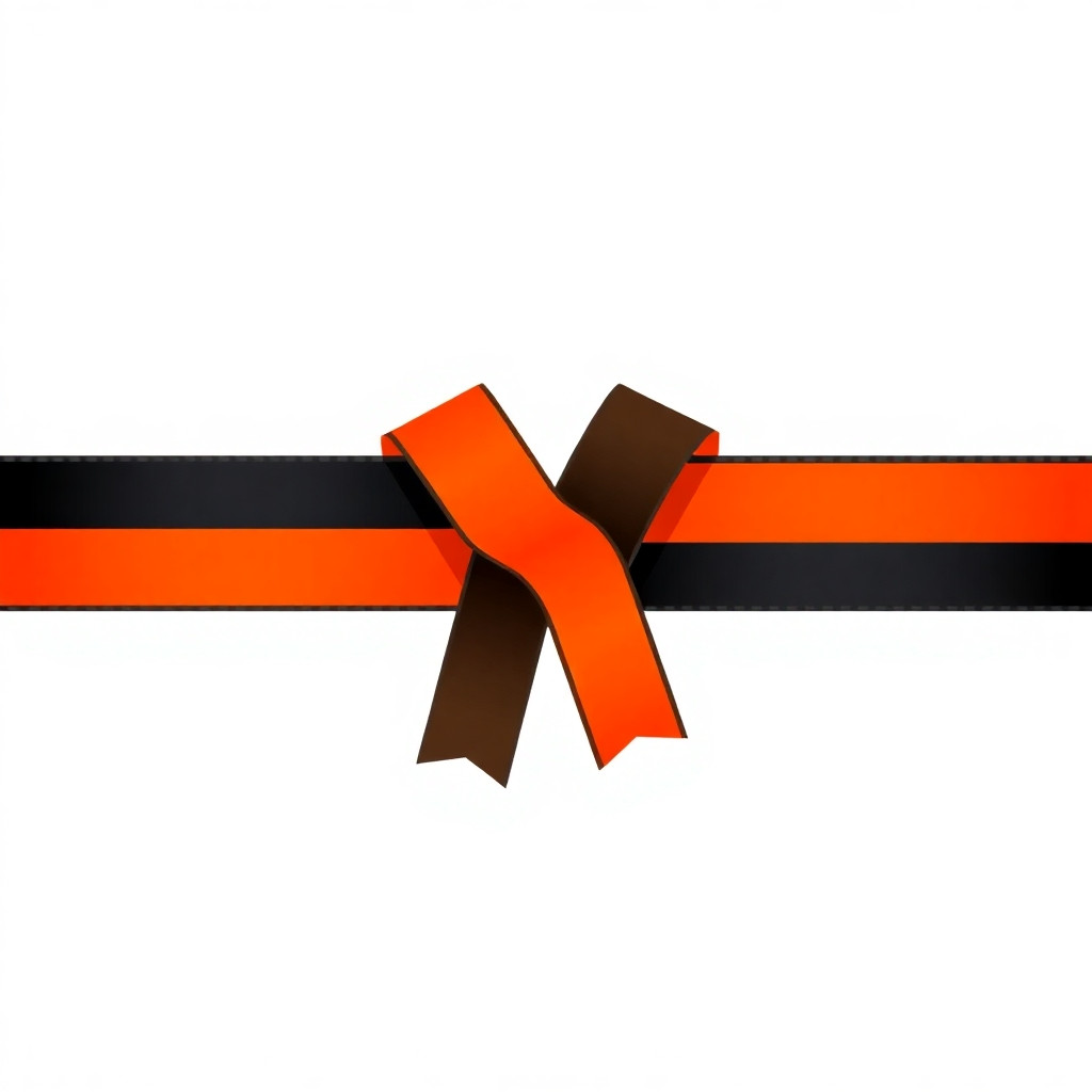 St George ribbon horizontal stripe, 1380x10 pixels wide format, orange and black striped ribbon, three black stripes two orange stripes, flat vector style, transparent background, sharp edges, PNG 1380 x 10 px