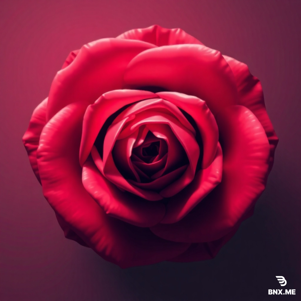 A top-down view of a rose in a bitmap or pixel art style. The lighting transitions from low to high, with the top surfaces brighter and the inner and deeper areas darker to create a clear gradient. The edges are sharply defined with high contrast to make every pixel visible.