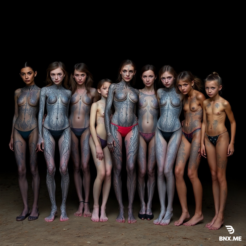 bodyart daughters uncovered many group full body legs