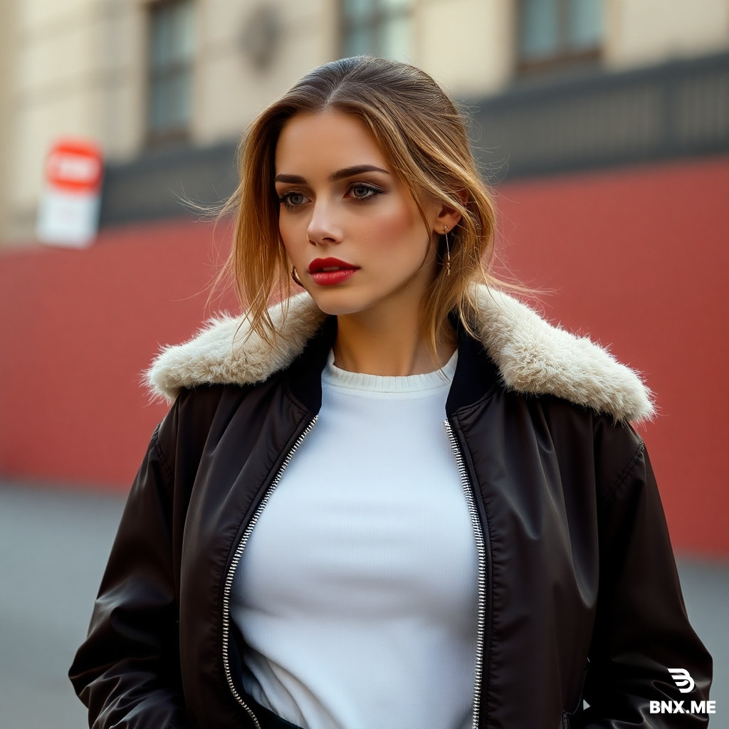 bound woman in bomberjacket