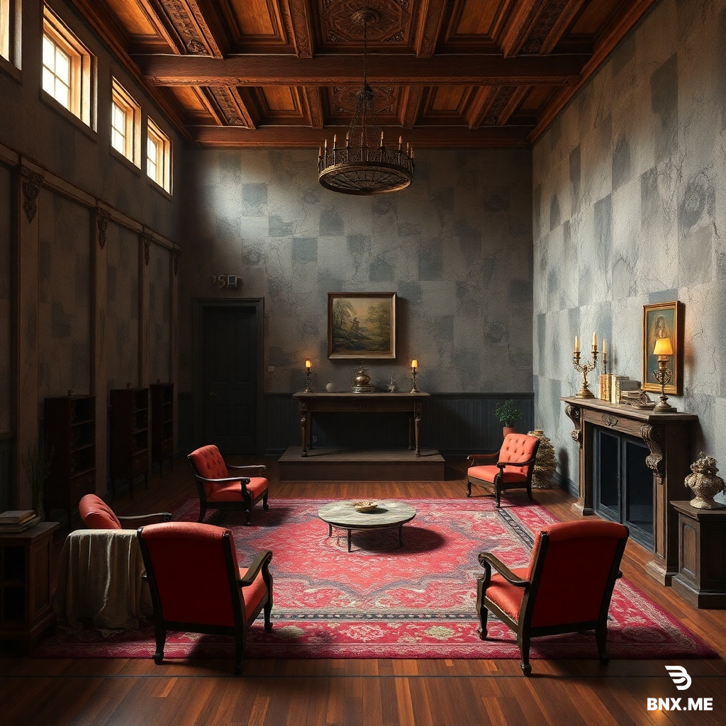crea una escena de una sala de una casa promedio de clase media  de la dinastia tang en esa epoca