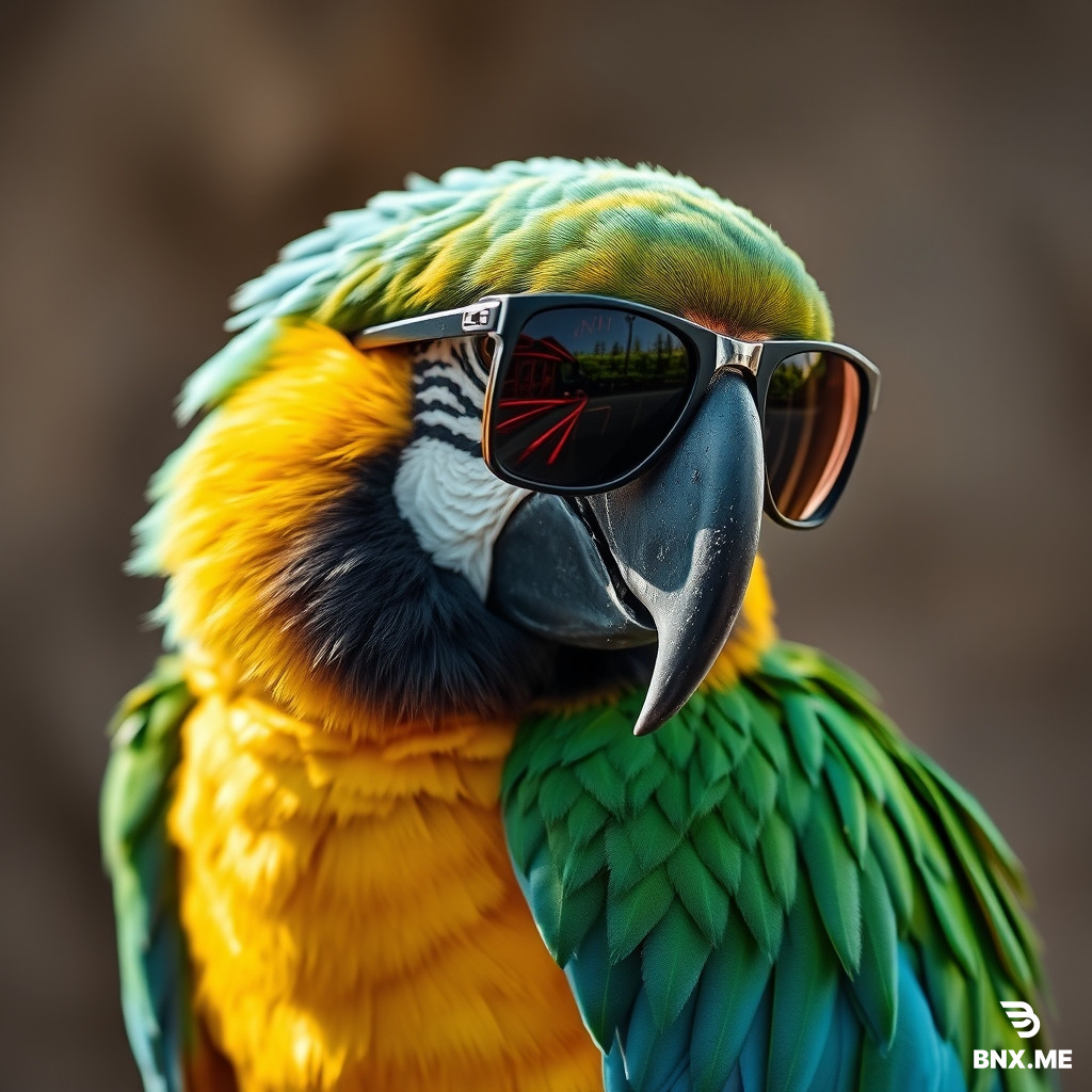 A parrot is Ray sunglasses