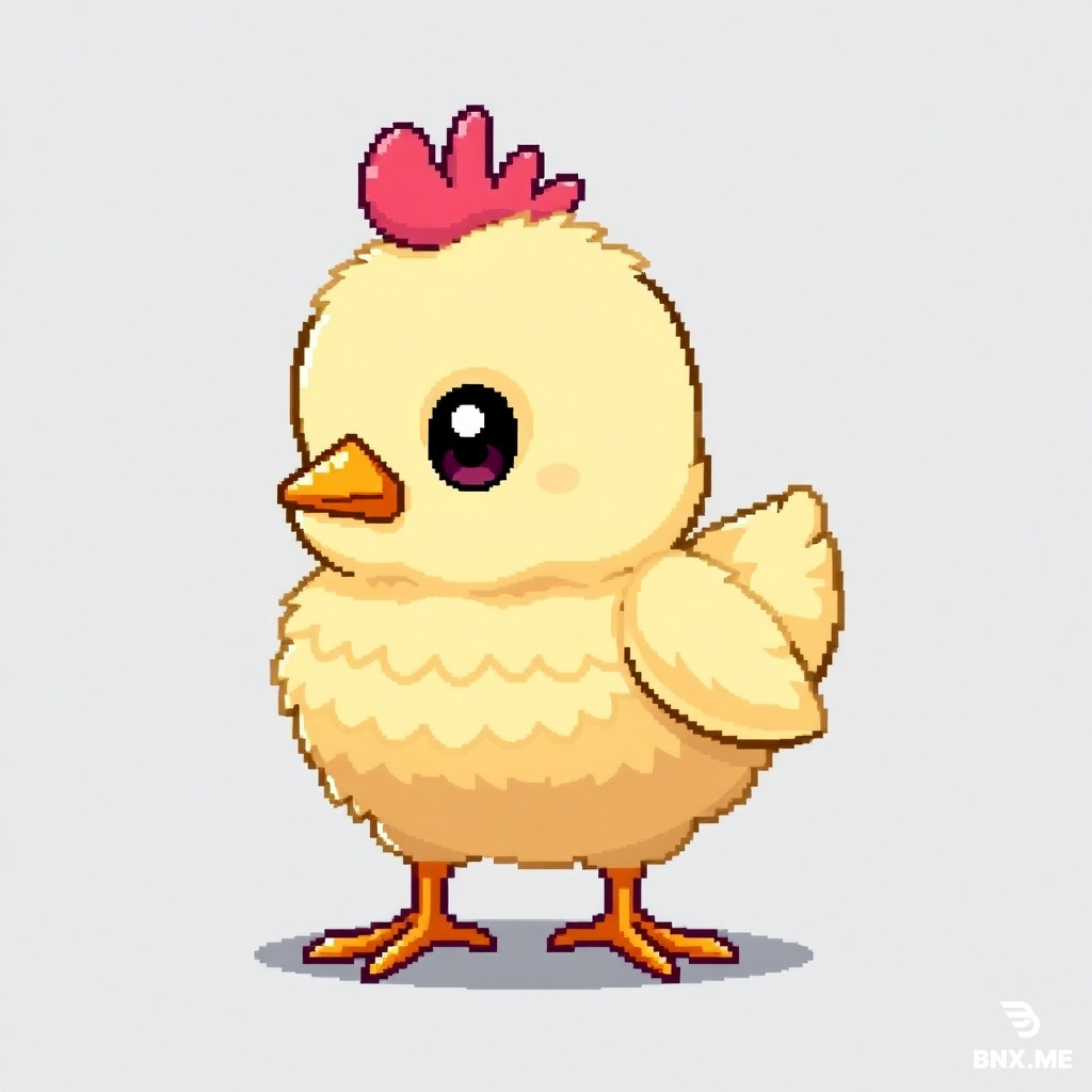 16-bit baby chick, flat 2d, realistic proportions