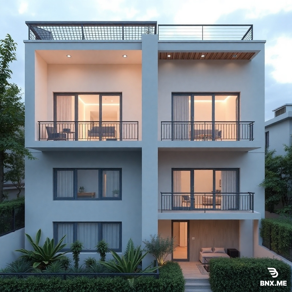 Tengo un lote de 6 metros de frente por 11 metros de fondo. quiero hacer dos apartaestudios por piso. uno quedará atras y otro quedará adelante. hazme un diseño en el que un apartamento quede adelante y uno atras. Con un traga luz en el centro de 2 m por 2m, un metro de traga luz para el apartamento de en frente y un metro de traga luz para el apartamento de atras. (el traga luz es para manejar el concepto de ventilación cruzada). El apartamento de enfrente tiene un balcon de unos 50 o 70 cm de ancho. Es un segundo y un tercer piso, así que recuerda dibujar las escaleras de acceso al segundo, tercer y cuarto piso (El cuarto piso es un altillo social). El diseño lo necesito con medidas de cada espacio. Recuerda dejar el espacio de las escaleras