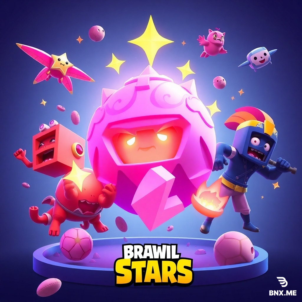 3D-рендер в стиле Brawl Stars, игровая обложка для YouTube, соотношение 16:9. На переднем плане по центру — крупный взрывчатый звездный дым, из него в разных сторонах летают золотые кубки и сверкающие алмазы. На среднем плане по кругу парят эксклюзивные кеды Adidas и футбольные мячи с яркими текстурами. На заднем плане — тёмный нечёткий силуэт геймера с планшетом в руках. Вся левая часть кадра — темная, пустая, без объектов и надписей (зарезервирована для крупного заголовка). Динамический диагональный ракурс может расти вверх. Оранжево-синий неоновый контраст, объемный глянцевый свет, насыщенные сочные цвета, киберспортивная атмосфера. Без текста, букв, цифр, логотипов, водяных знаков и лишних мелких деталей. Слева текст;ОТКРЫЛ ВСЕ НАГРАДЫ!.