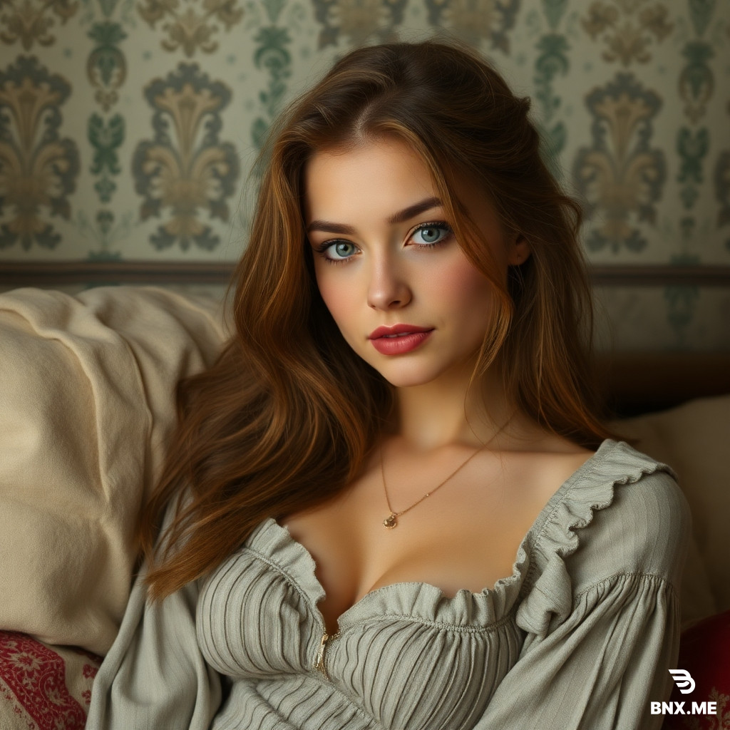 Голую девушку, раздеваются в квартире старой, в белой открытой ночнушки