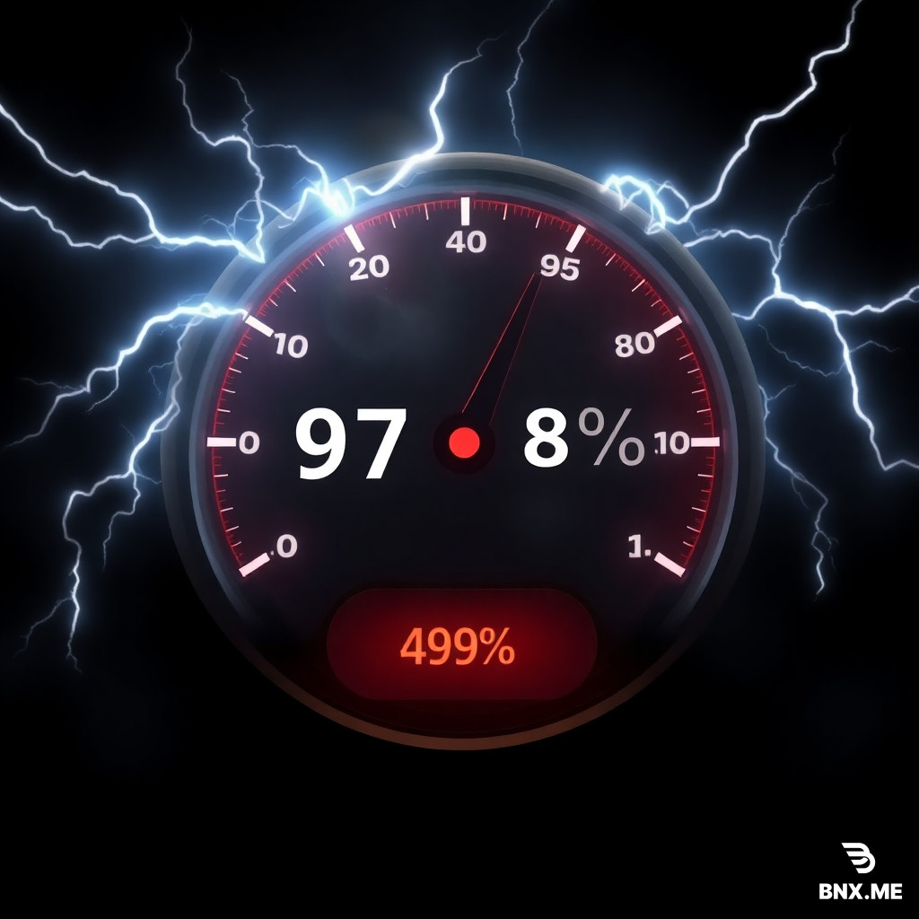 fading opportunity meter percentage animated graphic gauge teetering between 97 and 98%