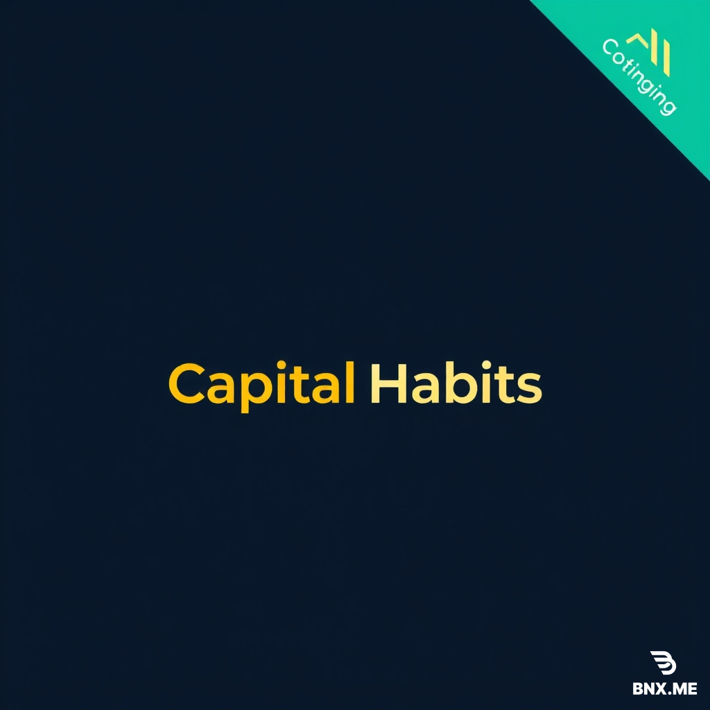 Modern logo for "Capital Habits". Stylized gold coin with a subtle "growth" line (arrow) splitting it, creating the letter "C". Abstract, clean, professional. Dark navy background, gold and teal accent colors. Tech/FinTech style. 1:1 aspect ratio.