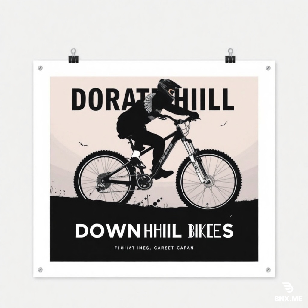 crate a poster with image of down hill bike and text a bout down hill bikes