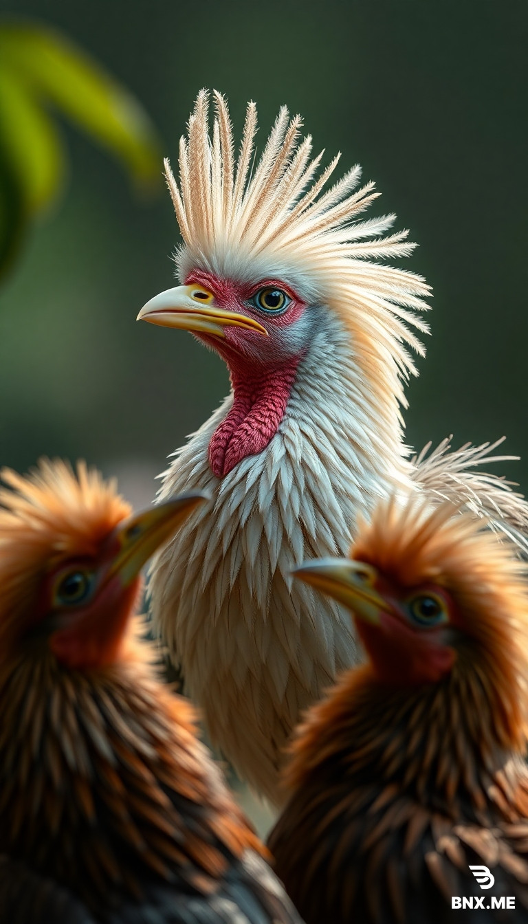 Take an image of a convalescing bird with a big crest having fun with different guys