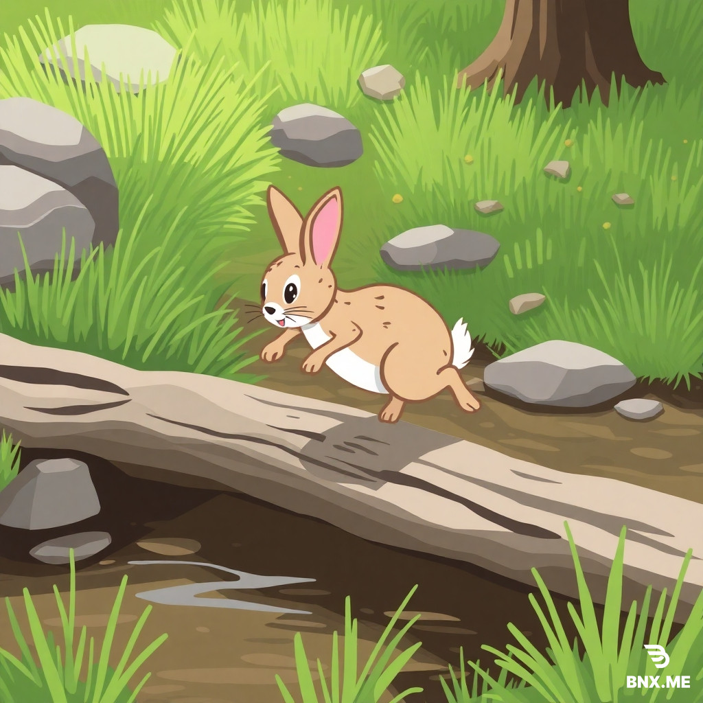A bunny hopping over a creek... --cref --cw 80