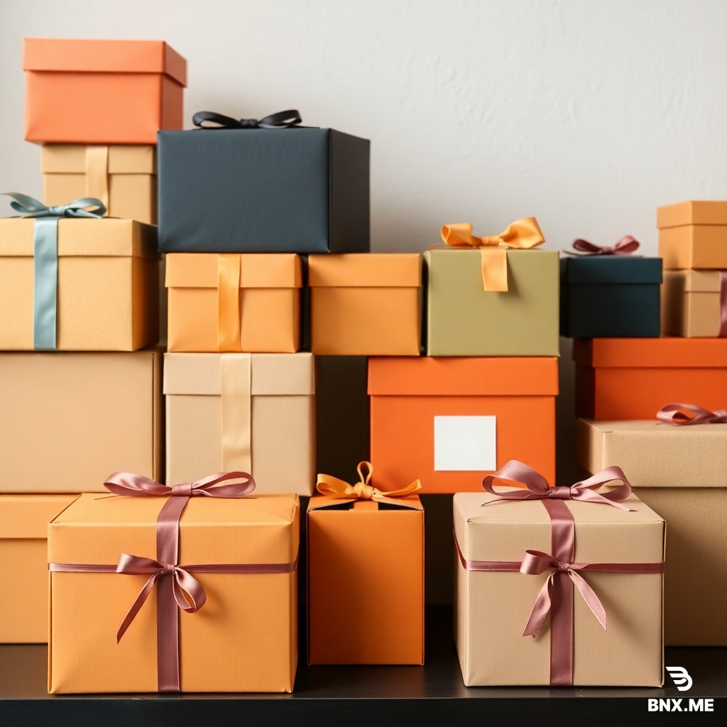 image of lot of pack of confort (medium boxes )warm colors for a boutique to sell them called kit'box