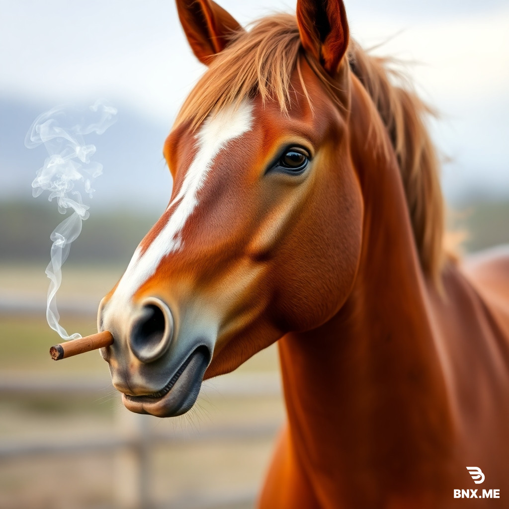 Horse smoking a cigar