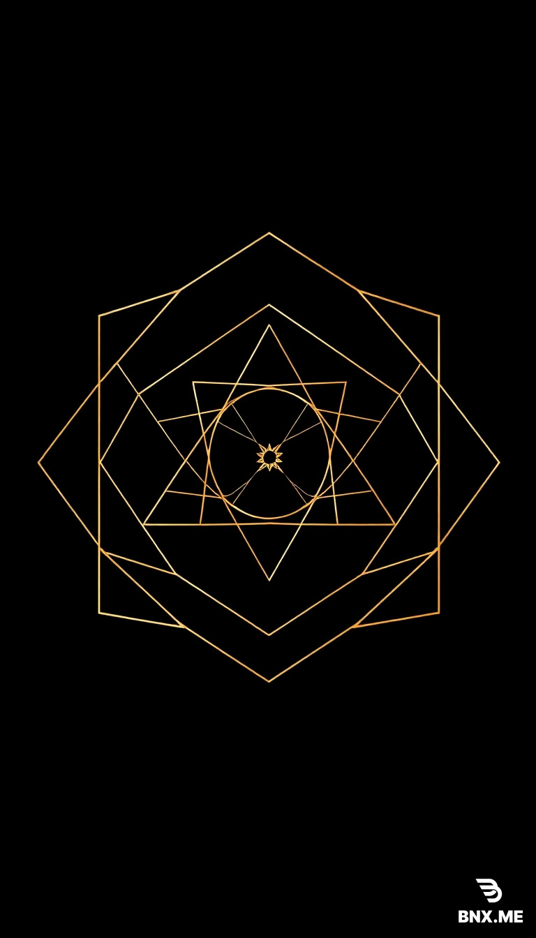 Premium geometric luxury wall art, elegant minimalist composition, intricate sacred geometry patterns with interlocking golden lines and shapes on deep matte black background, subtle metallic gold foil effect, Art Deco and modern fusion, high contrast, sophisticated luxury aesthetic, perfect composition for 18x24 inch vertical poster, clean negative space, museum quality fine art print, dramatic lighting with soft gold highlights --ar 3:4 --stylize 250 --v 6