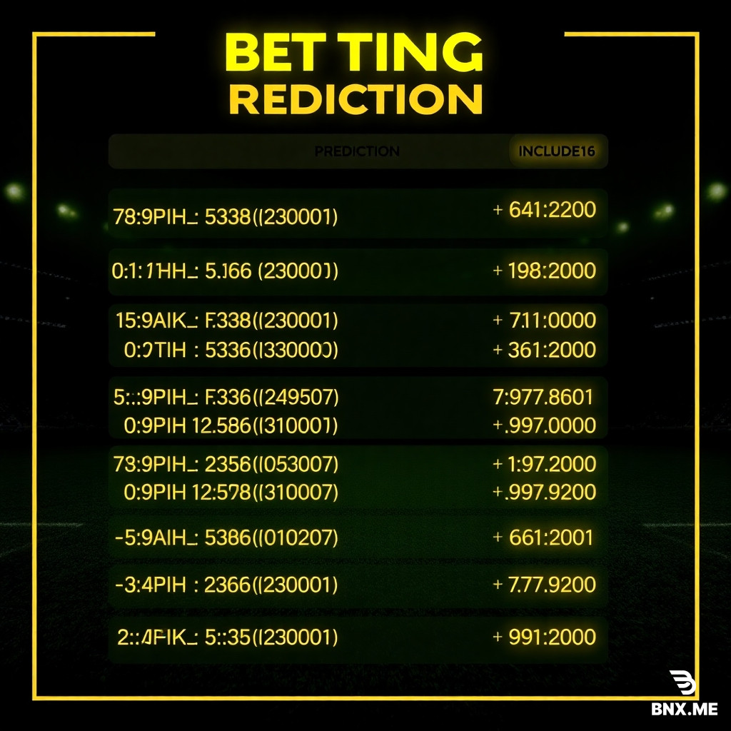 Create a modern, dark-themed betting prediction card with a football/soccer theme. Include the following 6 matches in a clean list format with Greek text:  ⚽ ΚΑΝΑΔΑ – ΜΑΡΟΚΟ Σκορ: 0-1 | Απόδοση: 5.65 📅 Σήμερα 19:00  ⚽ ΠΑΡΑΓΟΥΑΗ – ΓΑΛΛΙΑ Σκορ: 0-2 | Απόδοση: 5.36 📅 Σήμερα 23:00  ⚽ ΒΡΑΖΙΛΙΑ – ΝΟΡΒΗΓΙΑ Σκορ: 2-1 | Απόδοση: 7.38 📅 Αύριο 22:00  ⚽ ΜΕΞΙΚΟ – ΑΓΓΛΙΑ Σκορ: 1-2 | Απόδοση: 8.97 📅 6/7/2026 στις 02:00  ⚽ ΠΟΡΤΟΓΑΛΙΑ – ΙΣΠΑΝΙΑ Σκορ: 1-2 | Απόδοση: 7.61 📅 6/7/2026 στις 21:00  ⚽ ΗΠΑ – ΒΕΛΓΙΟ Σκορ: 2-1 | Απόδοση: 9.29 📅 7/7/2026 στις 02:00  Style: Dark background (deep green or black), golden/yellow accents, neon glowing text, football field pattern in background, professional betting card design, high contrast, clean typography, Greek language, no watermarks, 16:9 aspect ratio.