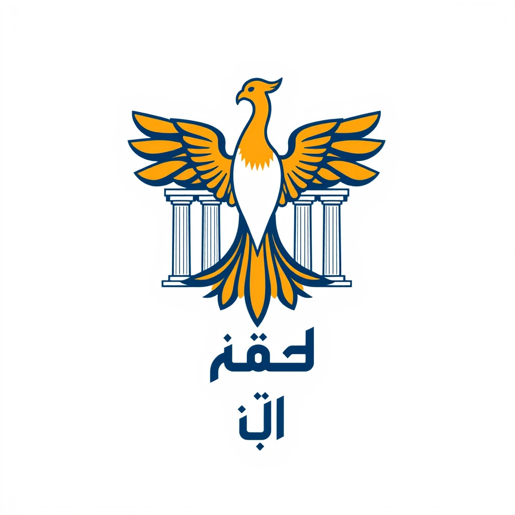 image  Vertical 9:16 logo design for a traditional yogurt drink brand. Upper section: a majestic Homa bird, the mythical Persian phoenix, soaring upward in a perfectly symmetrical composition; its wings are clearly constructed from Persepolis Achaemenid fluted columns with double-bull head capitals at the top, and the bird's body seamlessly transforms into the Persian letter Alef (آ). Lower section: a spacious, clean rectangular area with no patterns, reserved exclusively for large bold Persian typography reading "آبتین". Flat vector illustration with sharp edges, elegant line art, medium stroke thickness, high contrast, matte earthy ochre gold (#A67B3D) for the bird and columns, deep matte navy blue (#2B3A5E) for outlines and secondary elements, matte chalk white (#F2EFE6) background. Royal yet refreshing brand identity, no gloss, no metallic shine, no reflections.