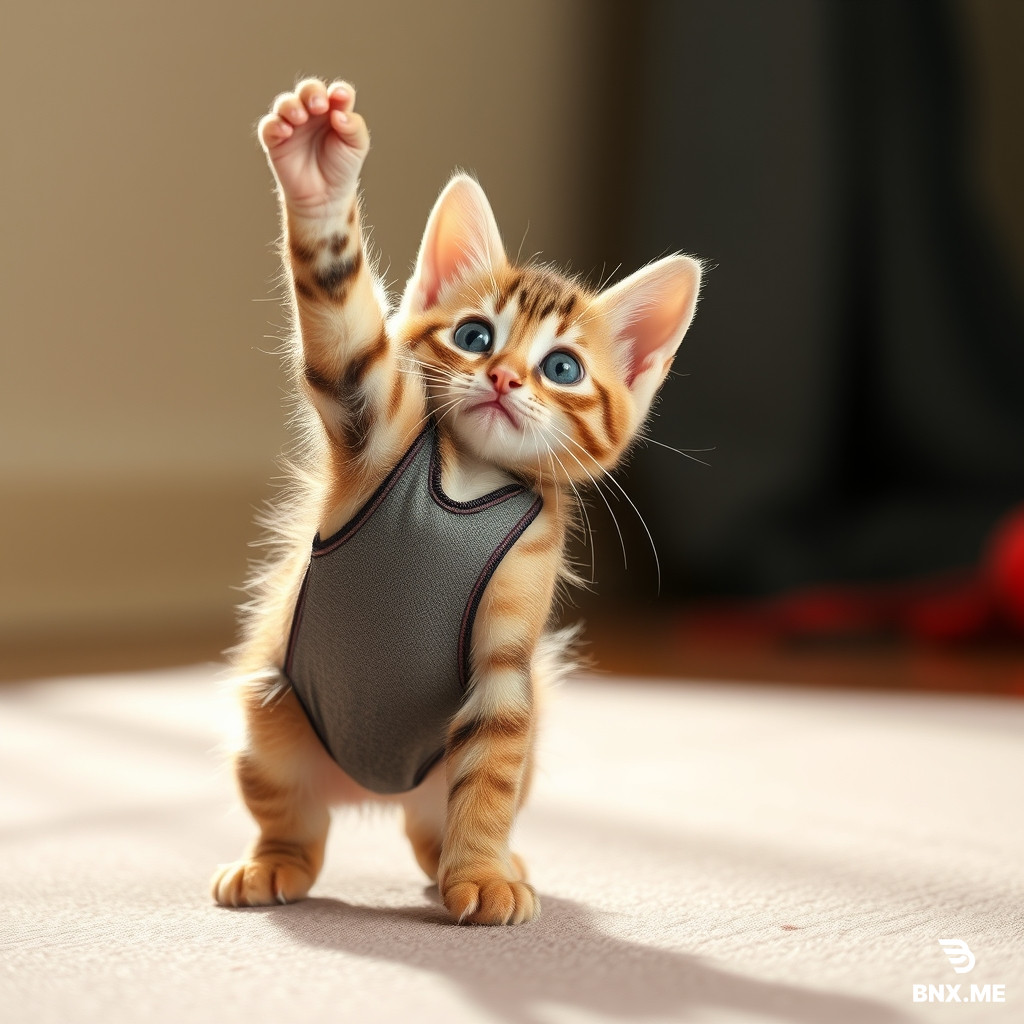 a kitten as a gymnast