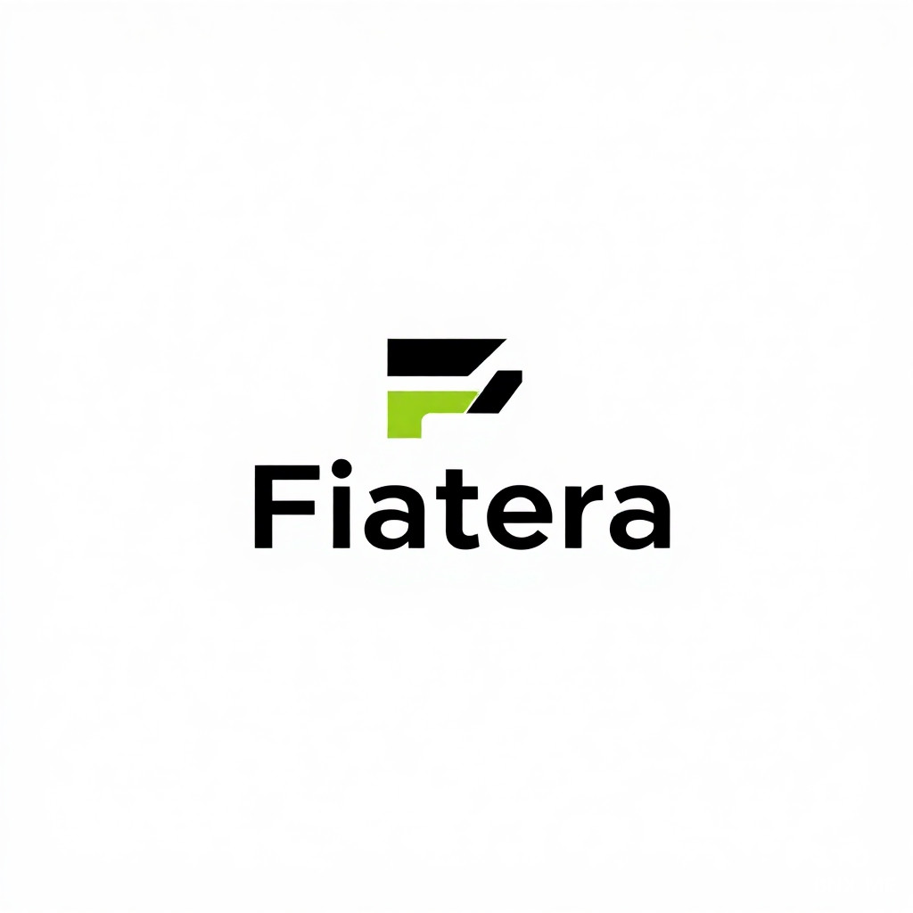 Create a professional fintech-style wordmark logo for the brand "Fiatera" on a clean white background.  The name comes from "fiat" + "era" — meaning "the era of fiat from crypto".  Design the logo to look like a modern crypto off-ramp payment service — B2B, technological, international, and trustworthy.   Use a minimalist geometric sans-serif typeface similar to Space Grotesk or Neue Haas Grotesk.  Typography should be clean, bold, and well-kerned. Integrate a subtle custom detail in one letter (for example,  three thin horizontal lines in the "E" symbolizing financial flow, or a small gap in the "A" to represent a gateway).   Color palette: - Primary text: Carbon Black (#0E0E10) - Accent detail: Neon Lime (#C7FF00) - Optional neutral highlight: Silver Gray (#E5E5E5) Keep the design flat, vector-like, and balanced with precise alignment.  No icons, gradients, or backgrounds — just the wordmark "Fiatera" centered on white, clean and futuristic.